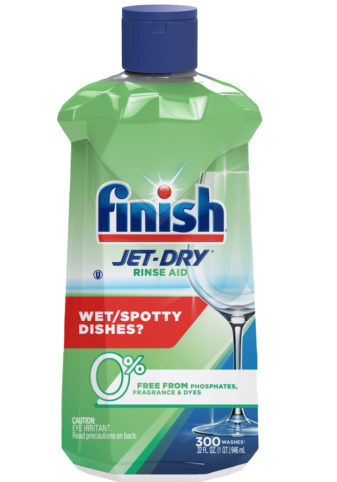 FINISH® JET-DRY® Rinse Aid - Liquid Green 0% - 12/32 oz.
