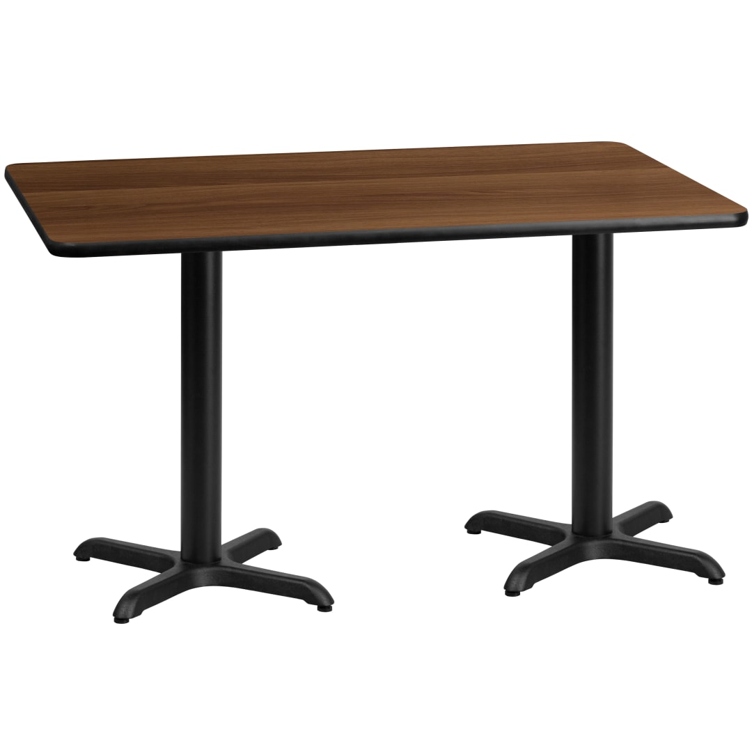 Graniss 30'' x 60'' Rectangular Walnut Laminate Table Top with 22'' x 22'' Table Height Bases