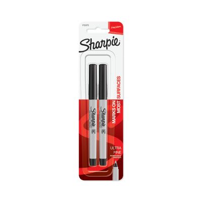 Sharpie® Permanent Markers, Ultra Fine Point, Black, 2 Count