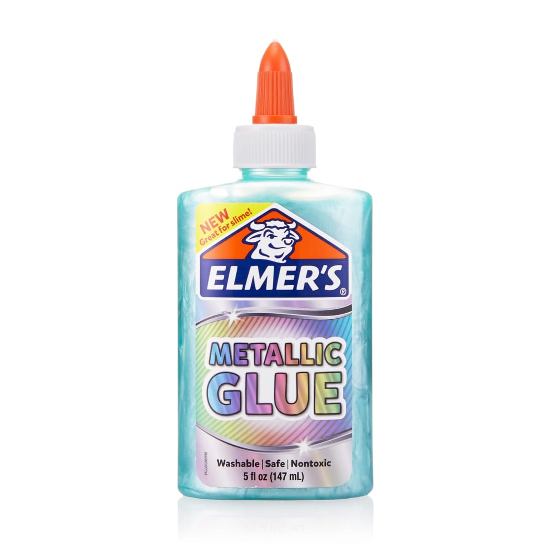 Elmer's Metallic Liquid Glue, Great for Making Slime, Washable, Teal, 5 Ounces