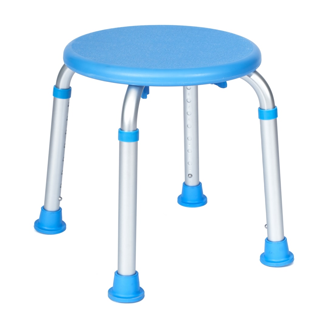 HERCULES Adjustable Bath &amp; Shower Stool with Height-Adjust Frame, 300 lbs. Static Weight Capacity, and Tool-Free Assembly in Blue