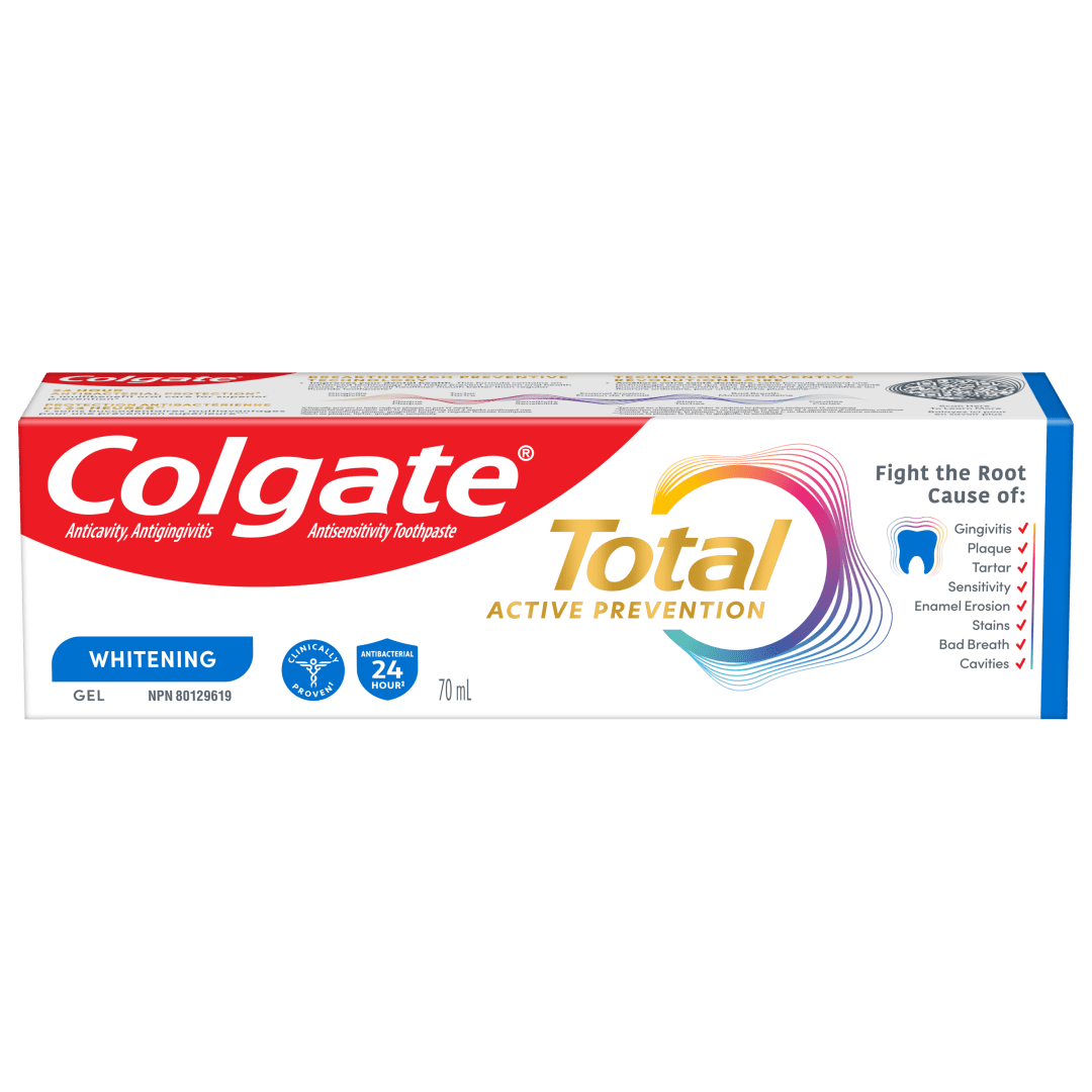 Dentifrice Colgate Total Prévention active Blanchissant en gel, saveur de menthe, 70 mL