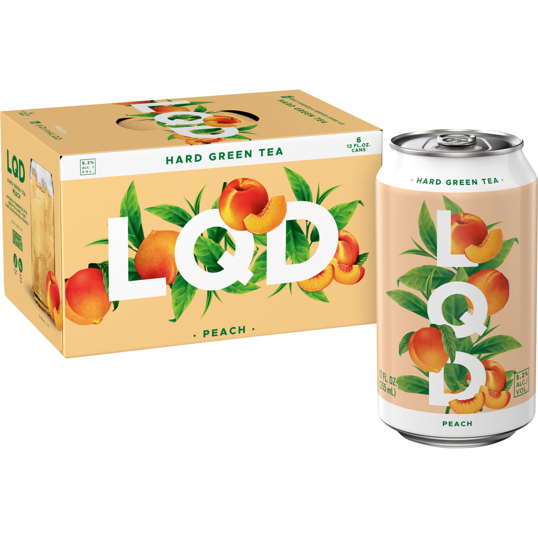 LQD Peach Hard Green Tea, 6 Pack 12 fl. oz. Cans