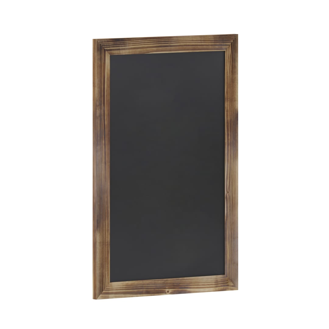 Canterbury 20" x 30" Torched Wood Wall Mount Magnetic Chalkboard Sign with Eraser, Hanging Wall Chalkboard Memo Board for Home, School, or Business