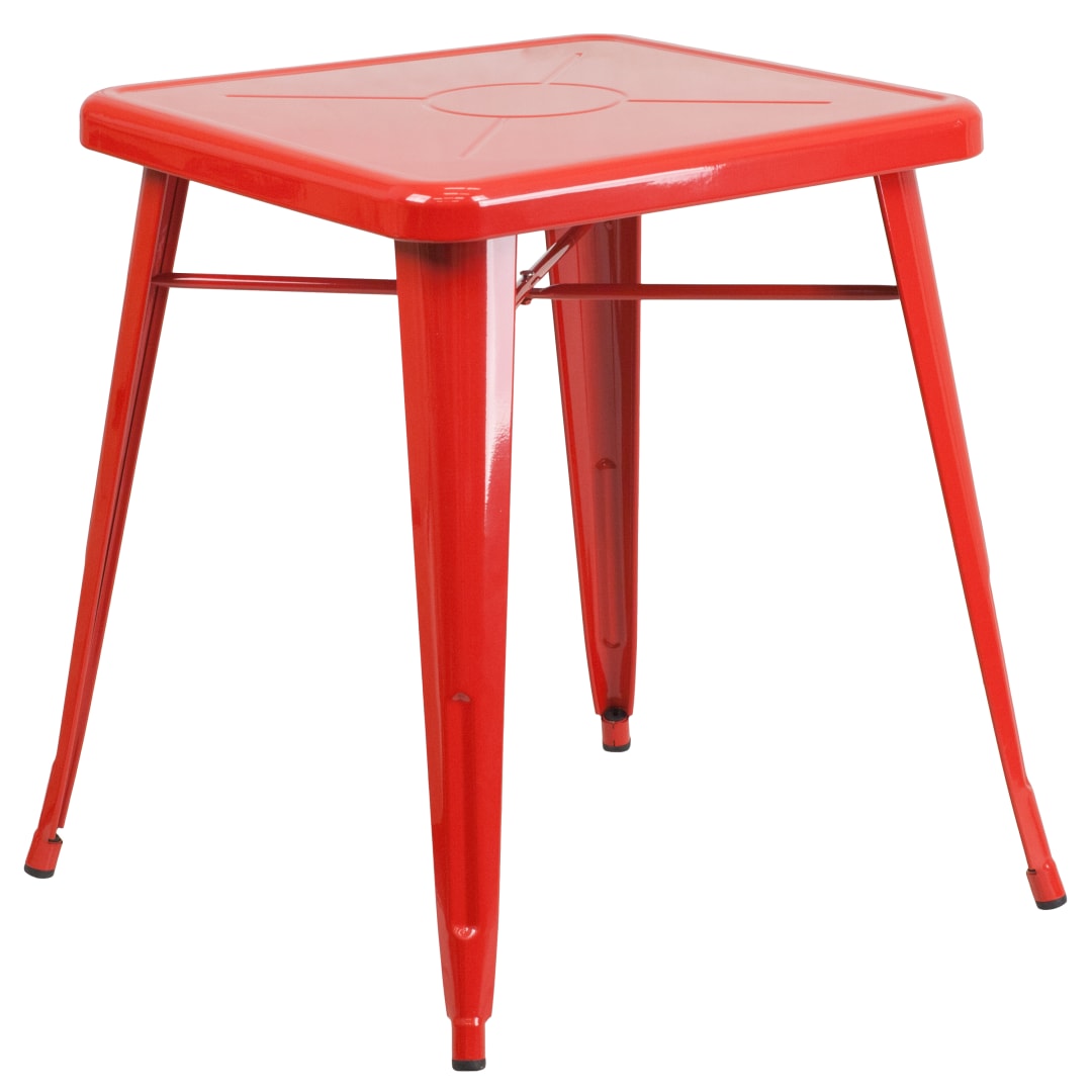 Prince Commercial Grade 23.75" Square Red Metal Indoor-Outdoor Table