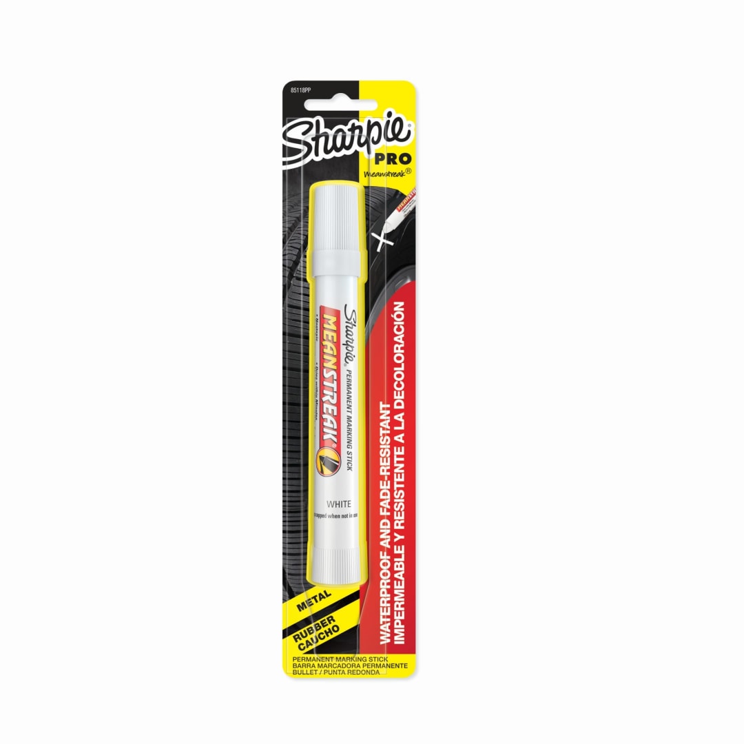 Sharpie® Pro Mean Streak Permanent Marking Stick, Bullet Tip, White, 1 Count