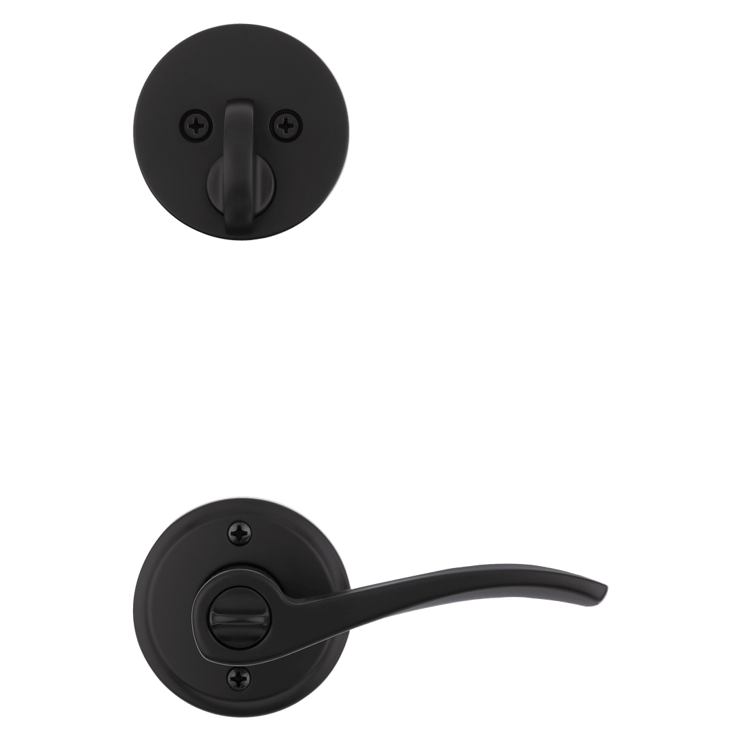 991 Sedona Keyed Entry Lever and Single Cylinder Deadbolt Combo Pack featuring SmartKey Security™ in Matte Black