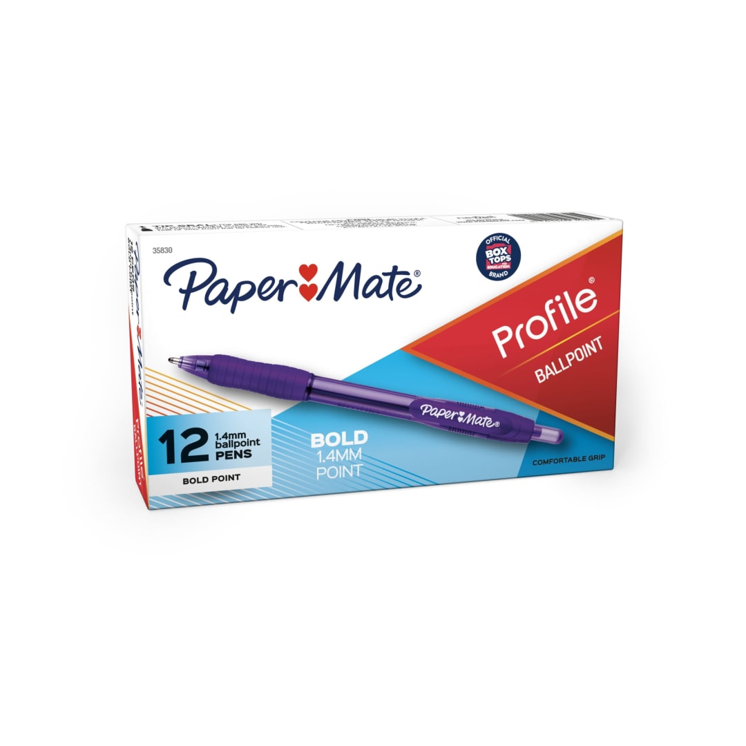 Paper Mate® Profile® Retractable Ballpoint Pens, Bold (1.4mm), Purple, 12 Count