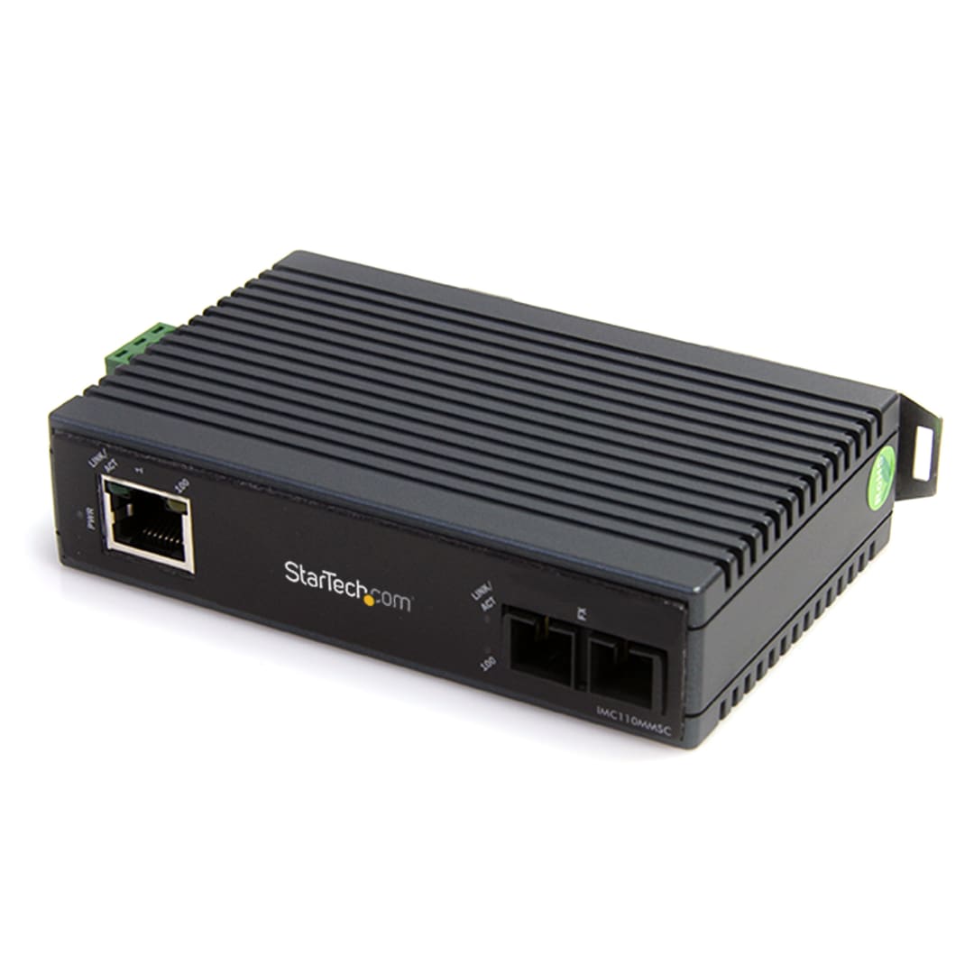 10/100 DIN-Rail Industrial Media Converter MM SC