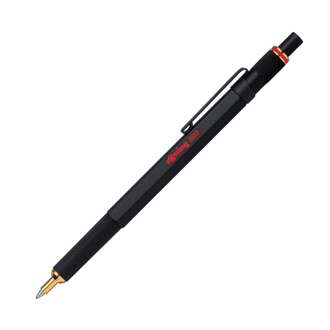 rOtring 800 Bolígrafo | Punta mediana | Tinta negra | Cuerpo negro | Recargable
