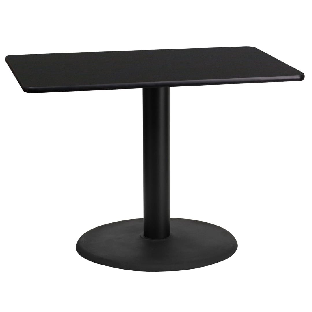 Stiles 24'' x 42'' Rectangular Black Laminate Table Top with 24'' Round Table Height Base