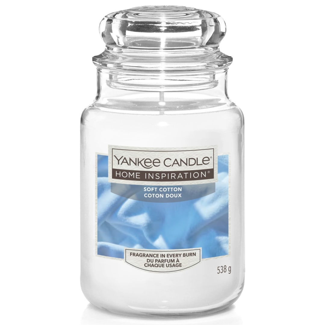 Yankee Candle® Home Inspiration Scented Candle | Soft Cotton Large Jar Candle | Burn Time: up to 150 Hours