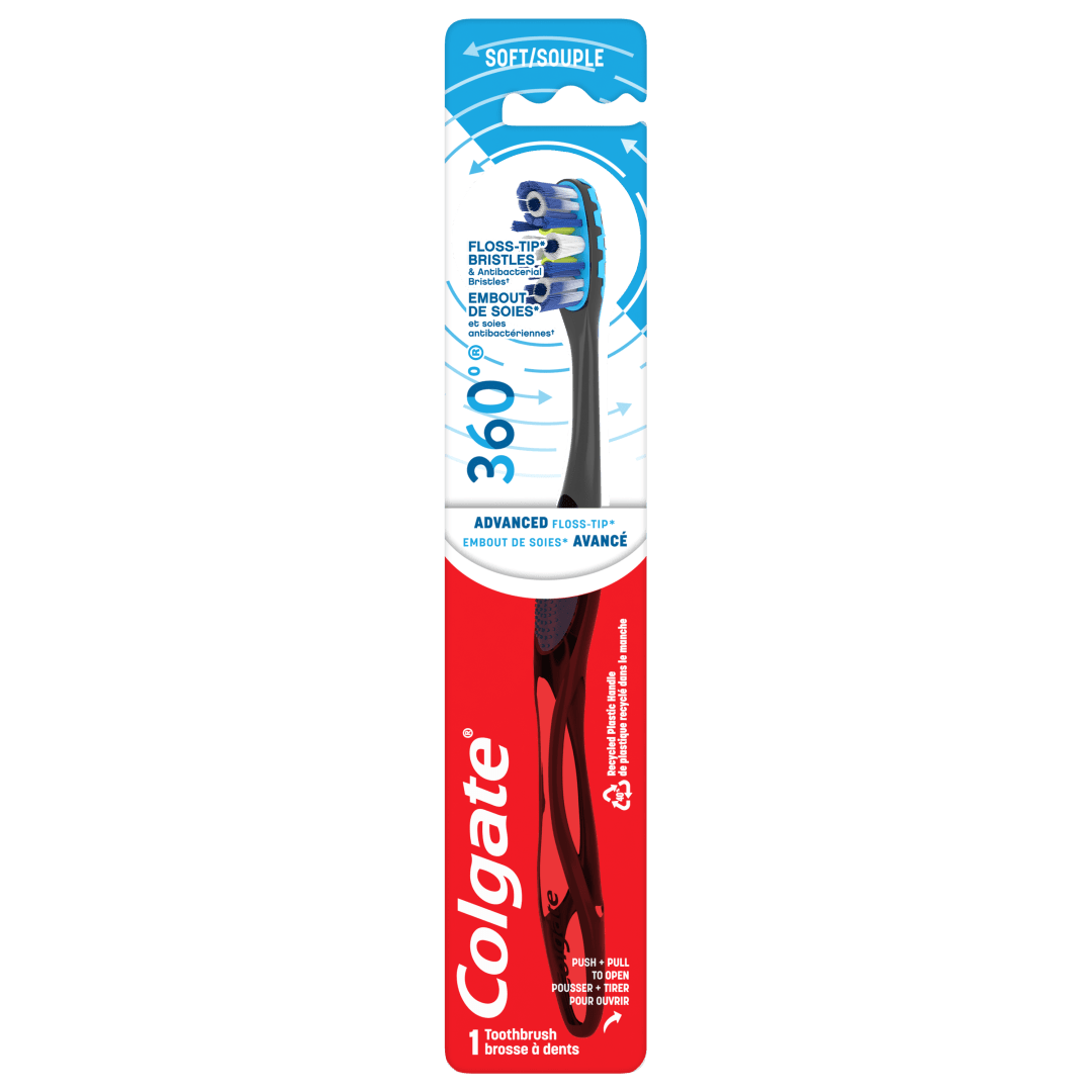 Colgate 360 Advanced Floss-Tip Toothbrush, Adult Soft Toothbrush