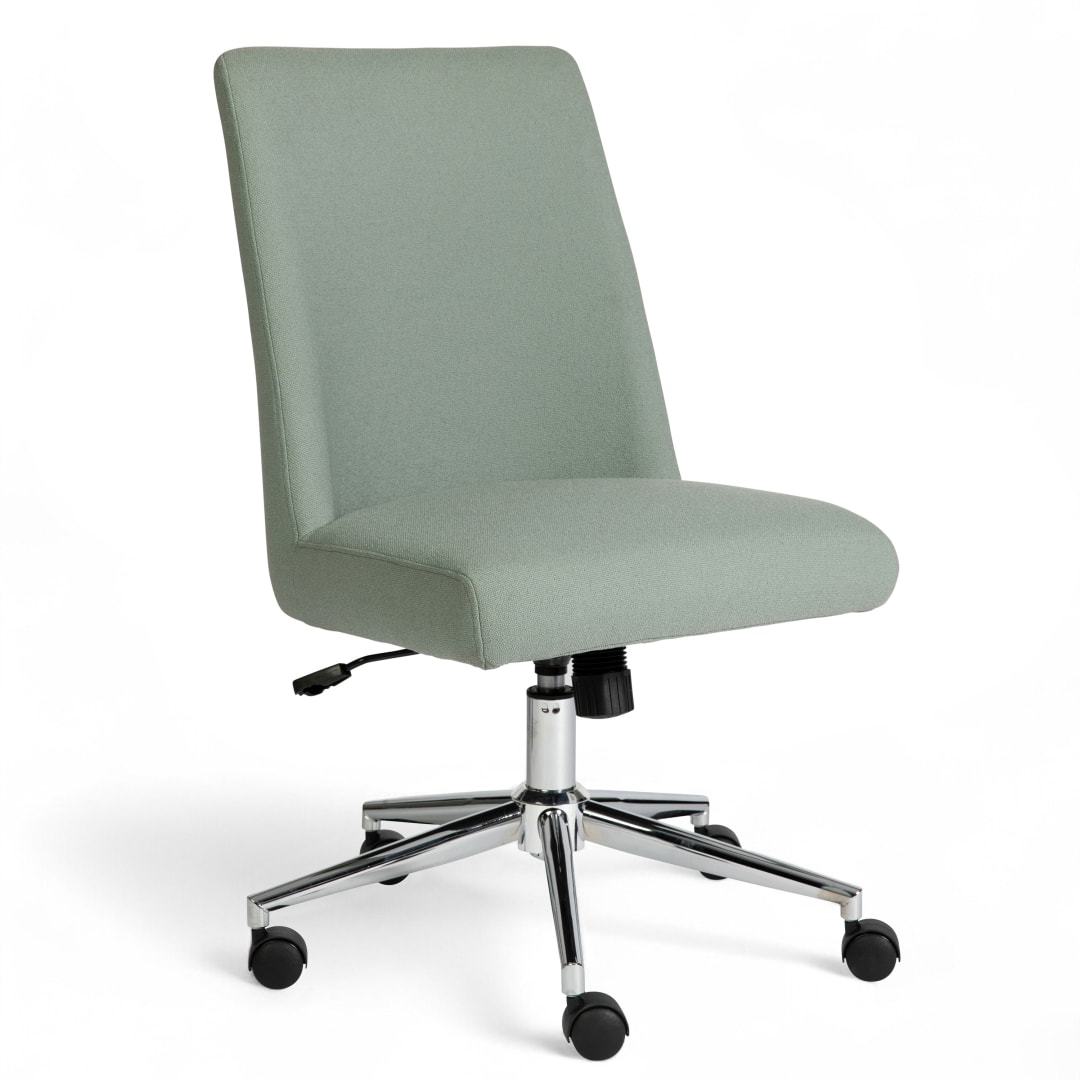 Maeve Upholstered Office Chair in Sage/Polished Nickel