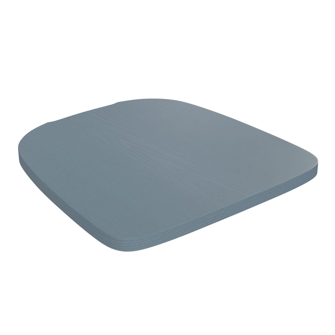 Perry Poly Resin Wood Seat with Rounded Edges for Colorful Metal Chairs and Stools in Teal-Blue