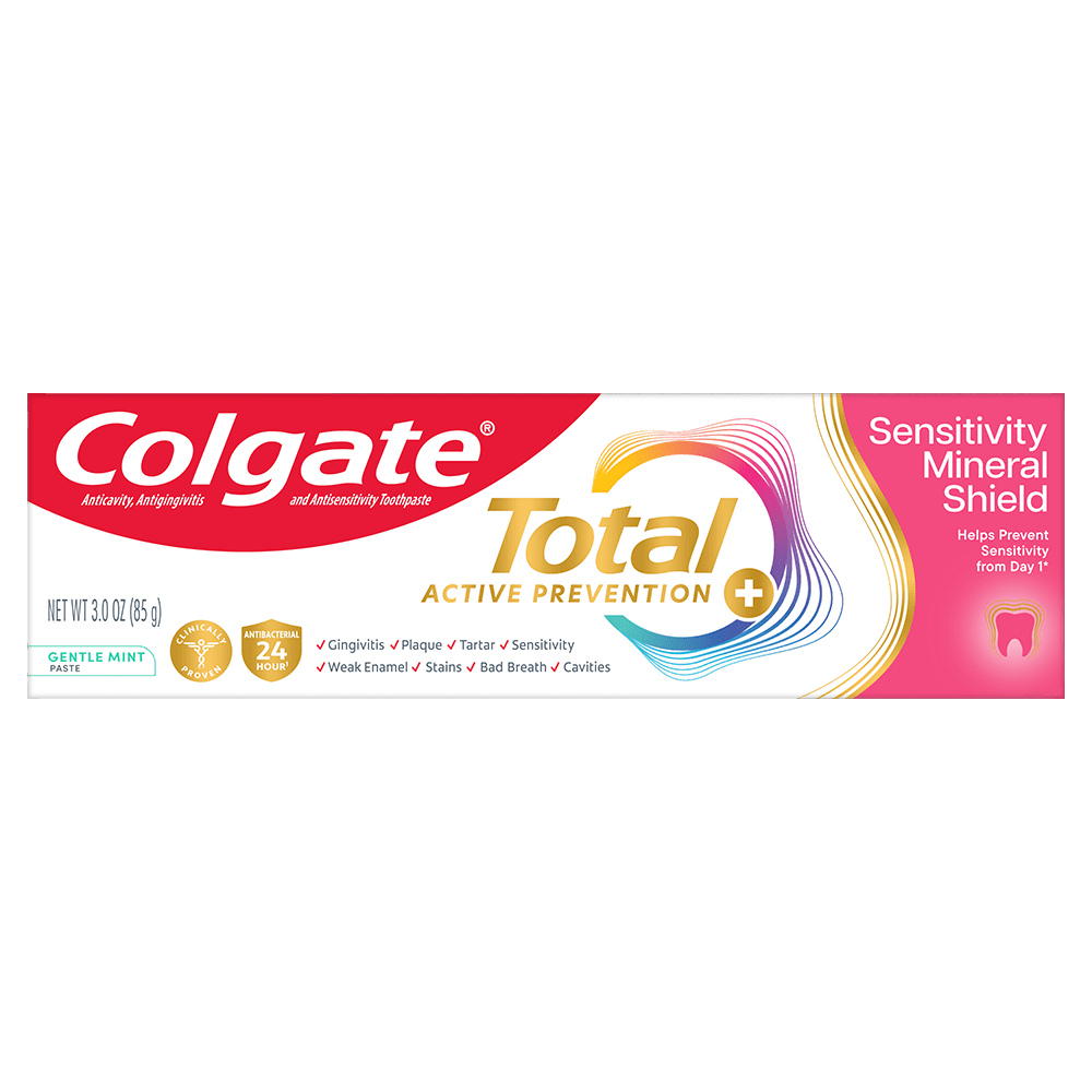 Colgate Total Active Prevention Sensitivity Mineral Shield Mint Toothpaste, Gentle Mint, 3 oz