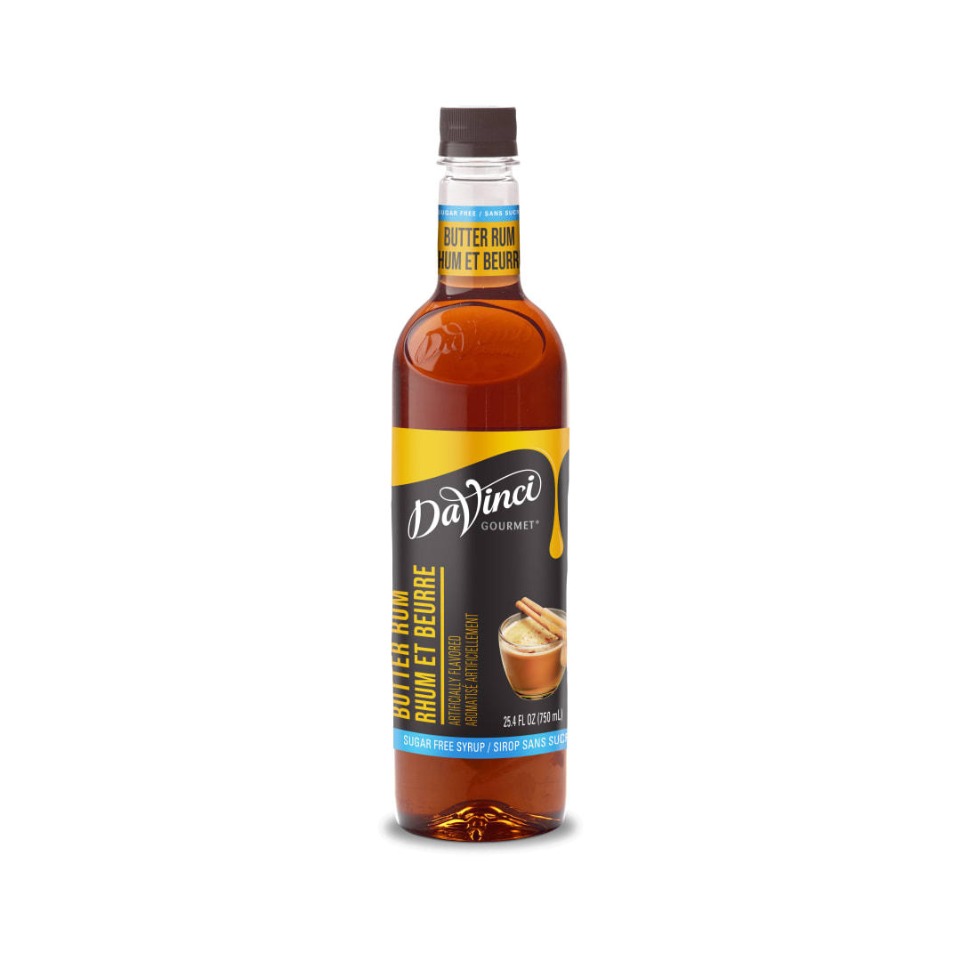 DaVinci Gourmet Sugar Free Butter Rum Syrup, Plastic Bottle, 4 x 750 mL
