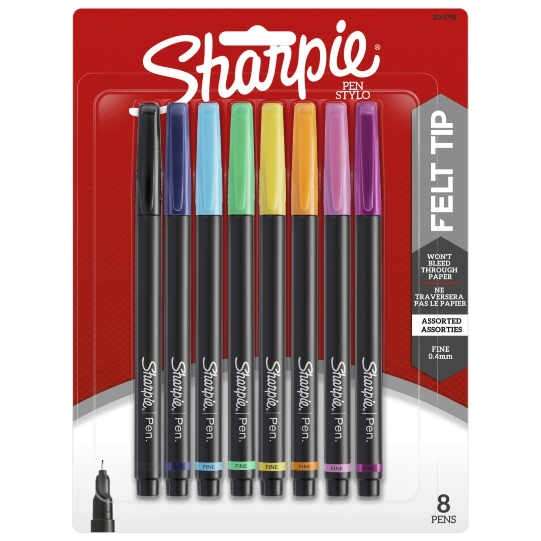 SHARPIE PEN FINE 8CT ASST