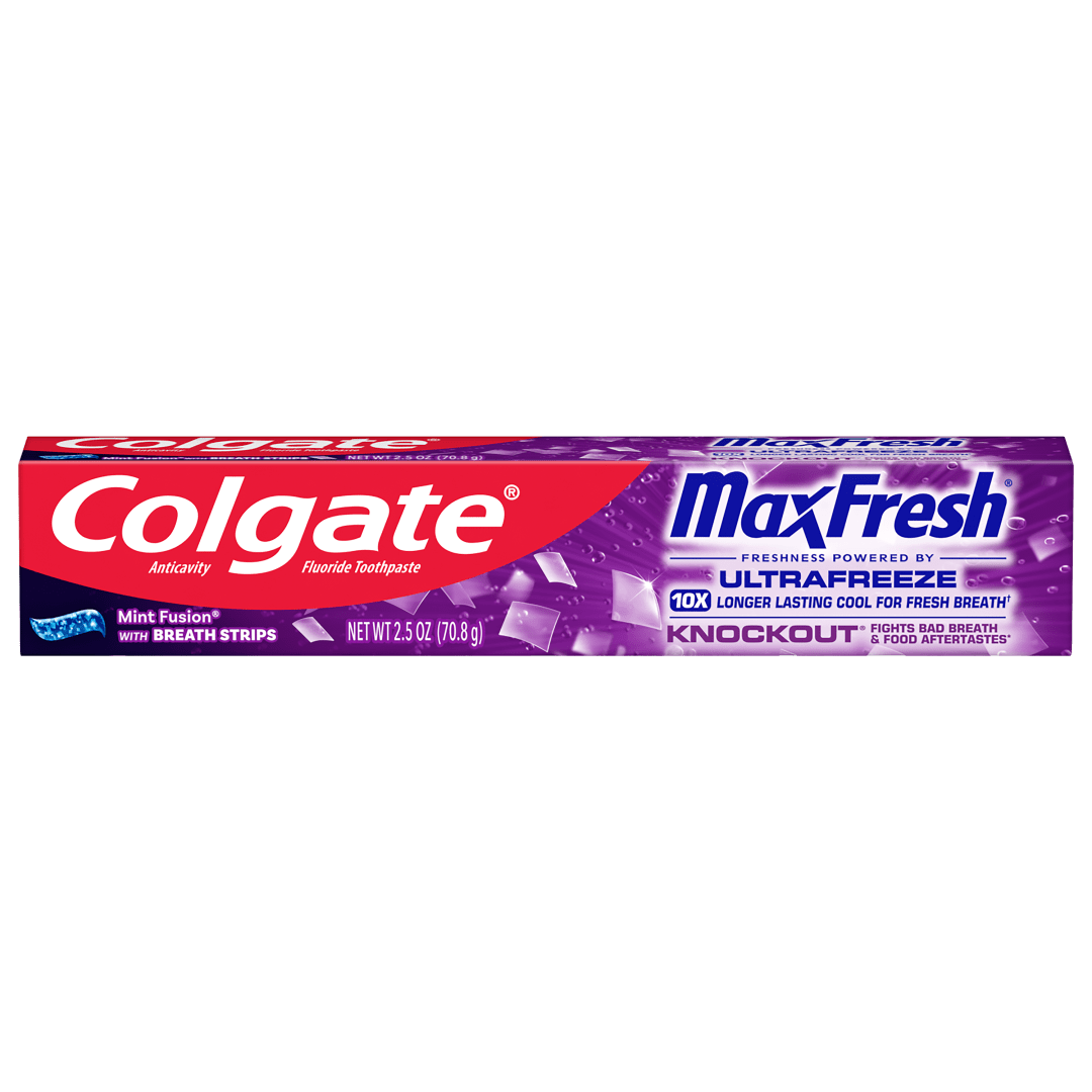 Colgate MaxFresh Knockout Mint Toothpaste, Travel Toothpaste, 2.5 oz
