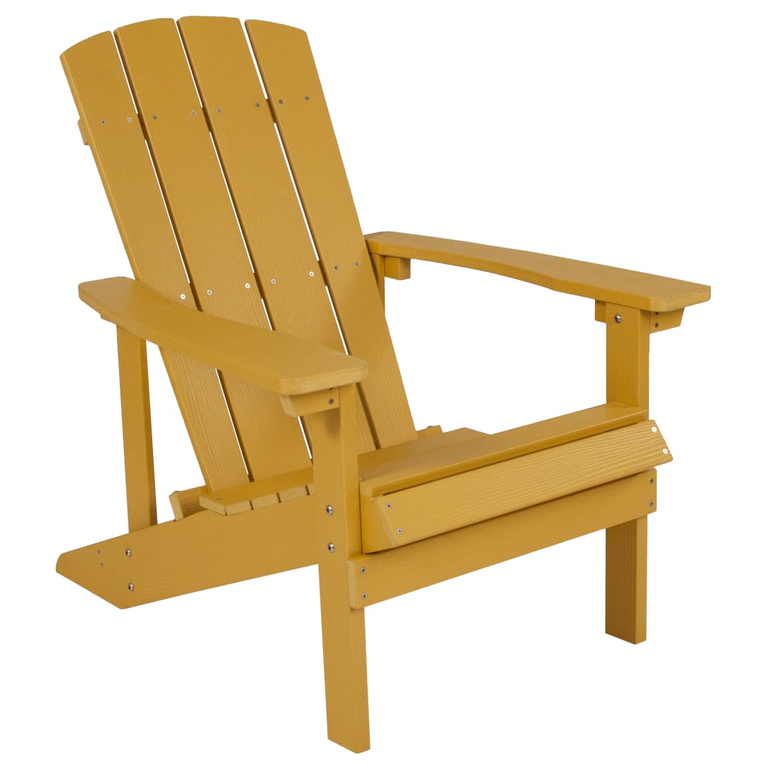 Charlestown Commercial All-Weather Poly Resin Wood Adirondack Chair in Yellow