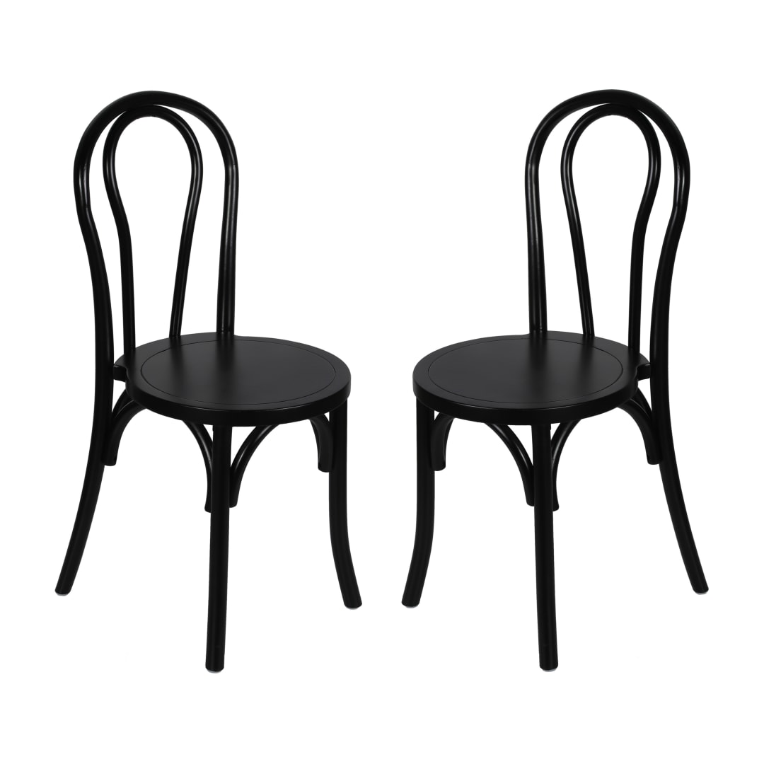 Betsy Commercial Grade Black Thonet Style Solid Wood Stackable Dining Chair - Set of 2