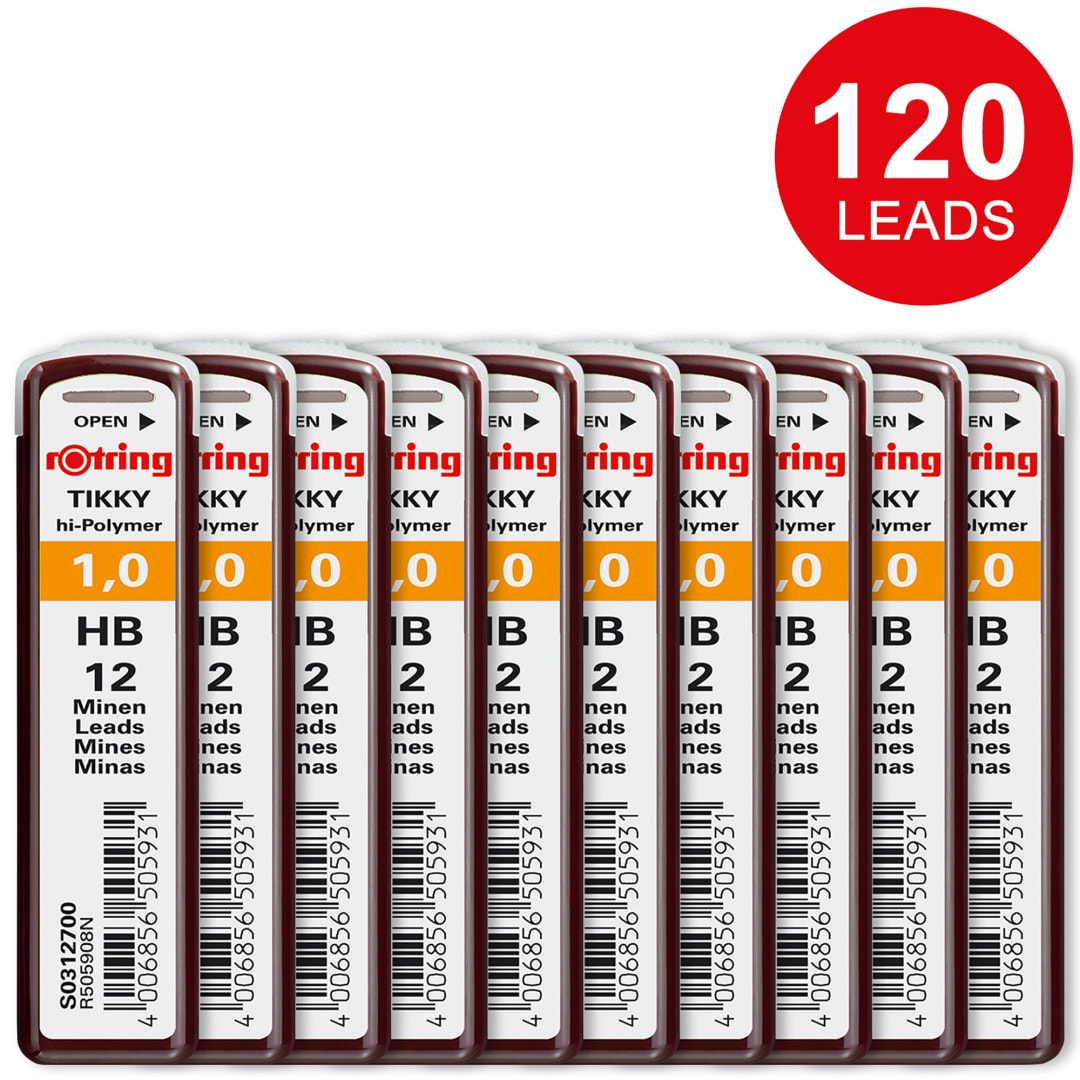rOtring Tikky Mechanical Pencil Replacement Leads, HB, 1.0 mm, 12/Pk