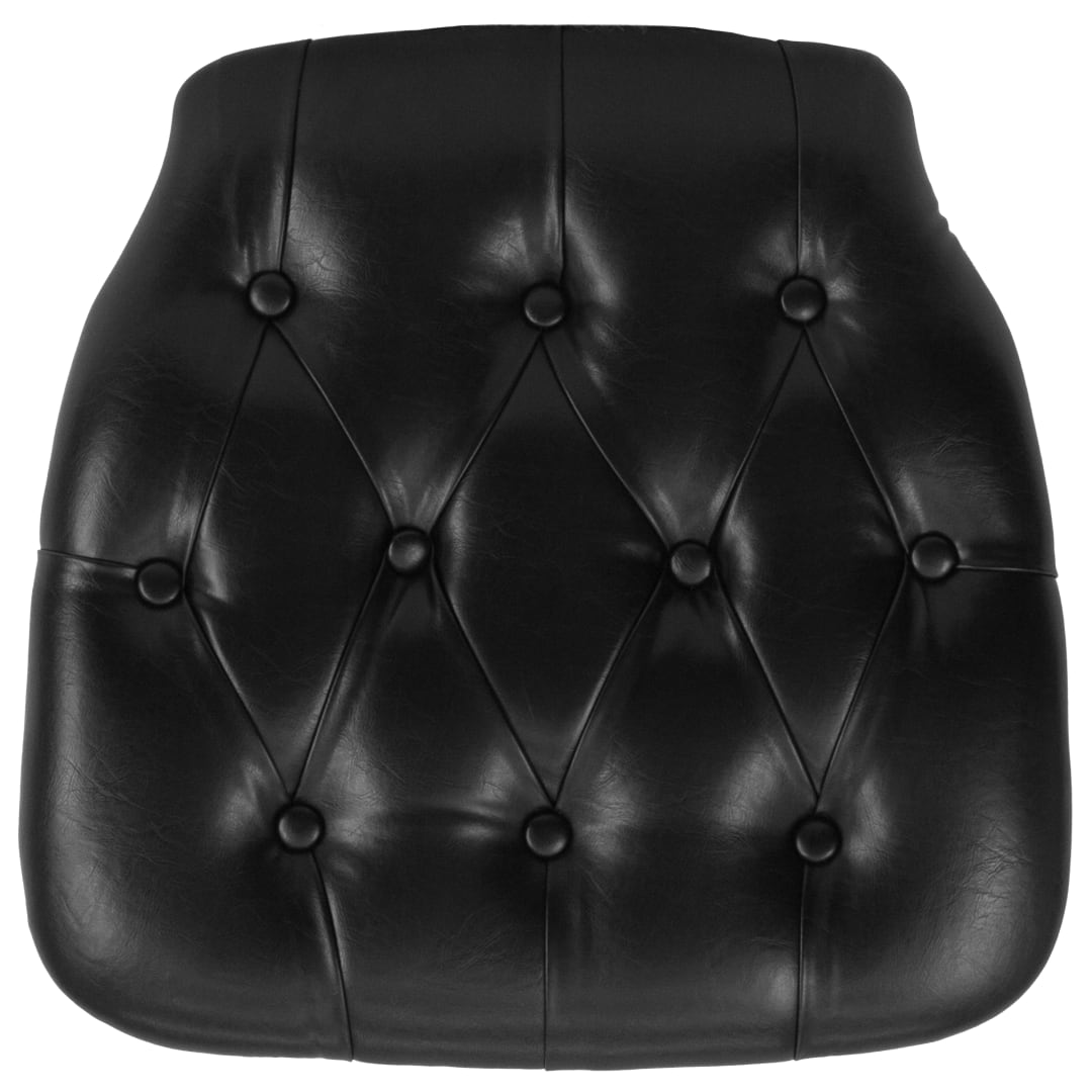 Louise Hard Black Tufted Vinyl Chiavari Chair Cushion