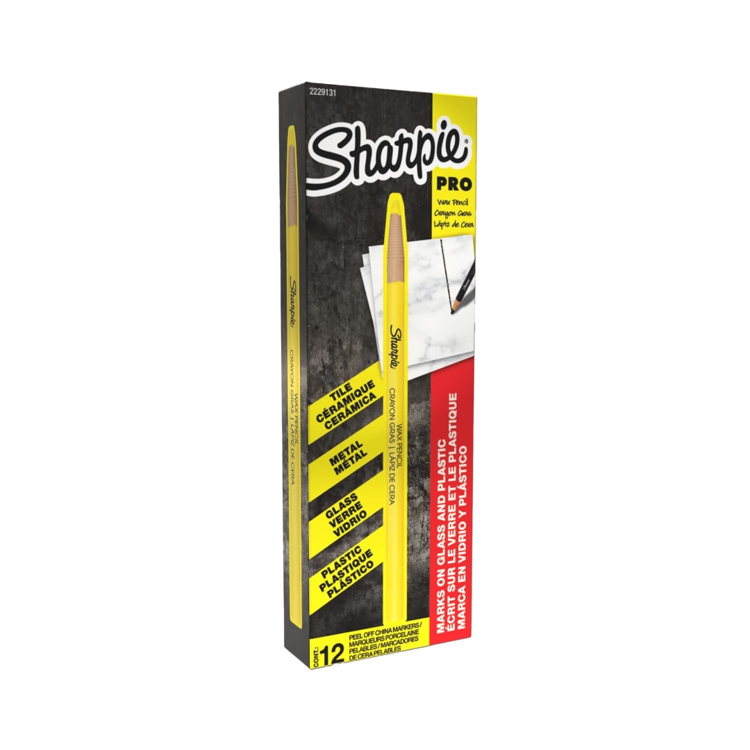 Sharpie® Peel-Off China Marker Grease Pencils, Fine Point, Yellow, Box of 12