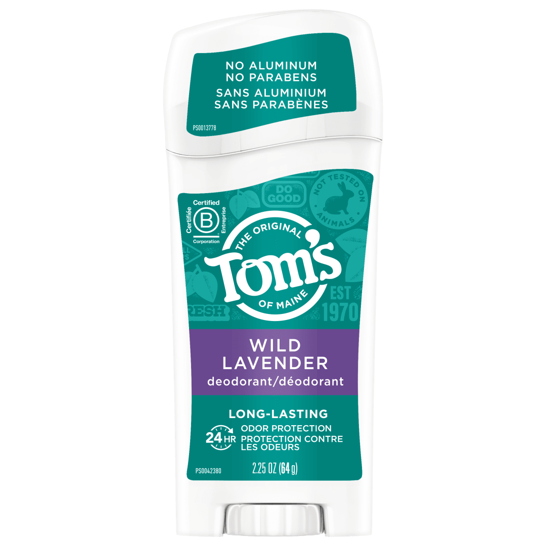 Tom's of Maine Long Lasting Deodorant, Deodorant for Women, Natural Deodorant, Wild Lavender, 2.25 Ounce, 6-Pack<li>Tom's of Maine Aluminum-Free Natural Long-Lasting Deodorant Stick, Natural Deodorant, Toms Deodorant, Wild Lavender, 2.25 Ounce, 1-Pack