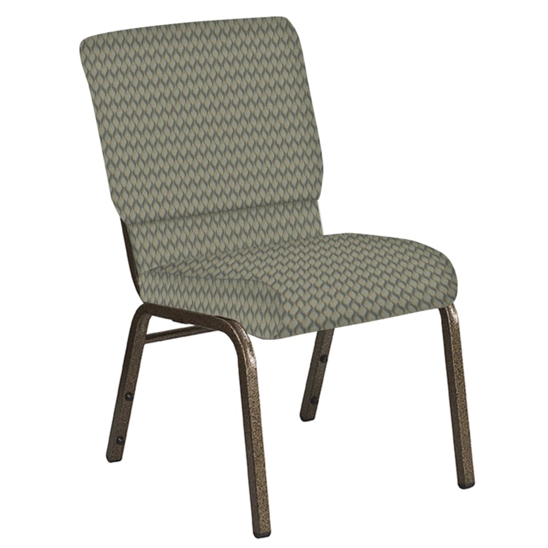 Embroidered 18.5''W Church Chair in Rapture Tranquil Fabric - Gold Vein Frame