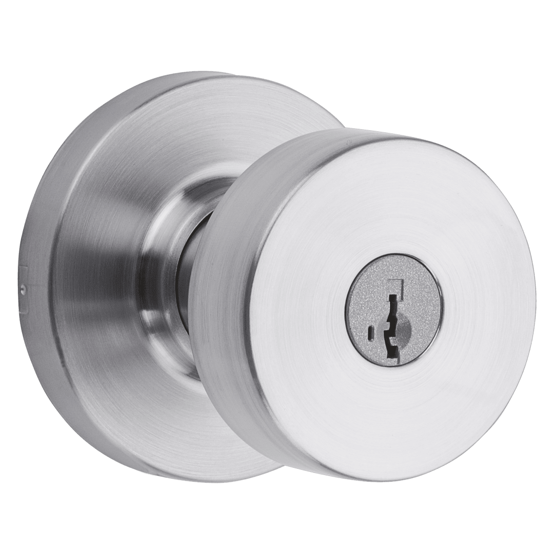 Pismo Keyed Entry Knob in Satin Chrome featuring SmartKey Security