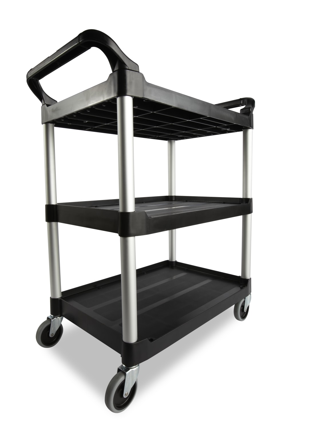 Service Cart with 4 In Swivel Casters,  Black