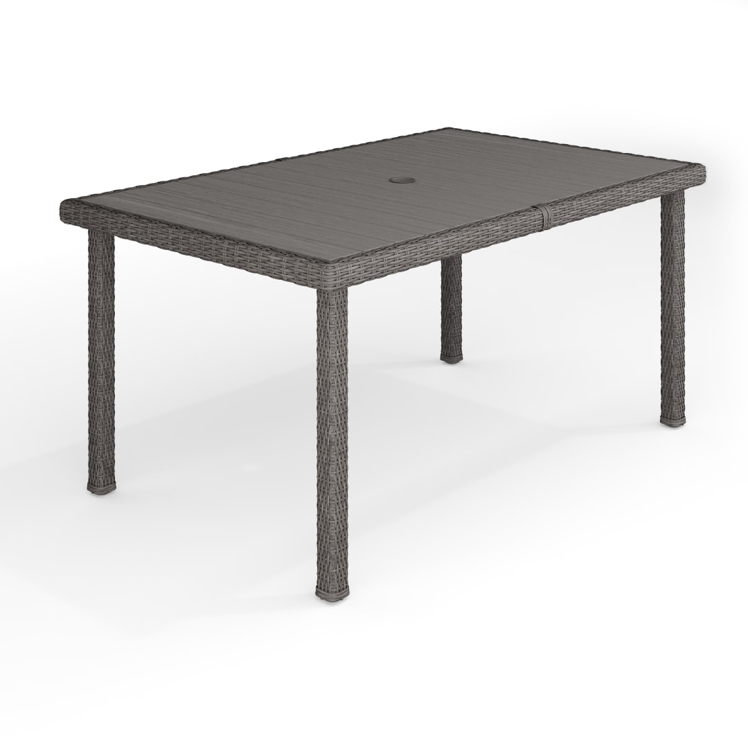 Bedford 62" Indoor-Outdoor Patio Table with Engineered Wood Top in Gray Rattan Wicker