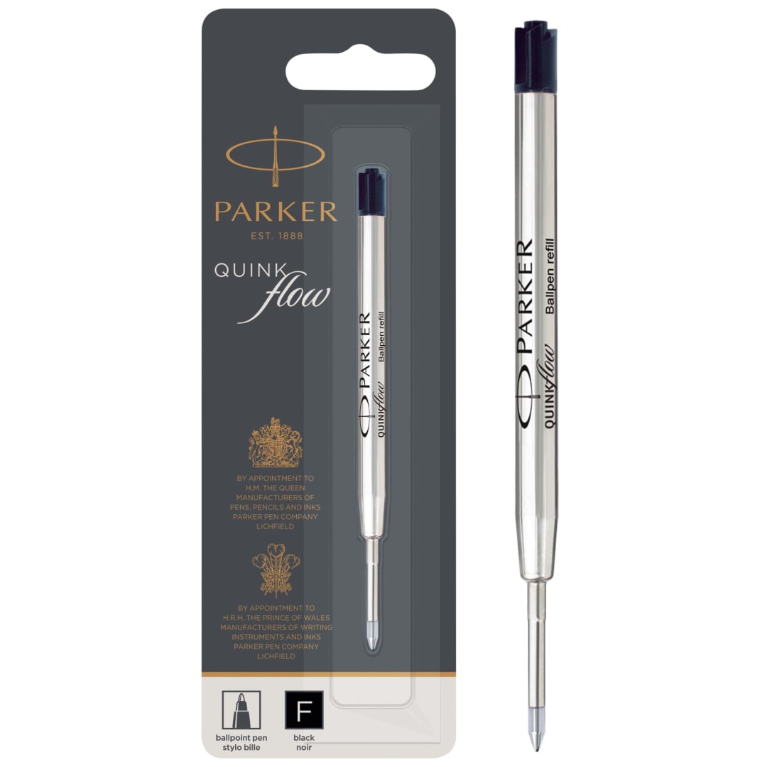 Parker Ballpoint Pen Refill, Fine Tip, Black QUINKflow Ink, 1 Count