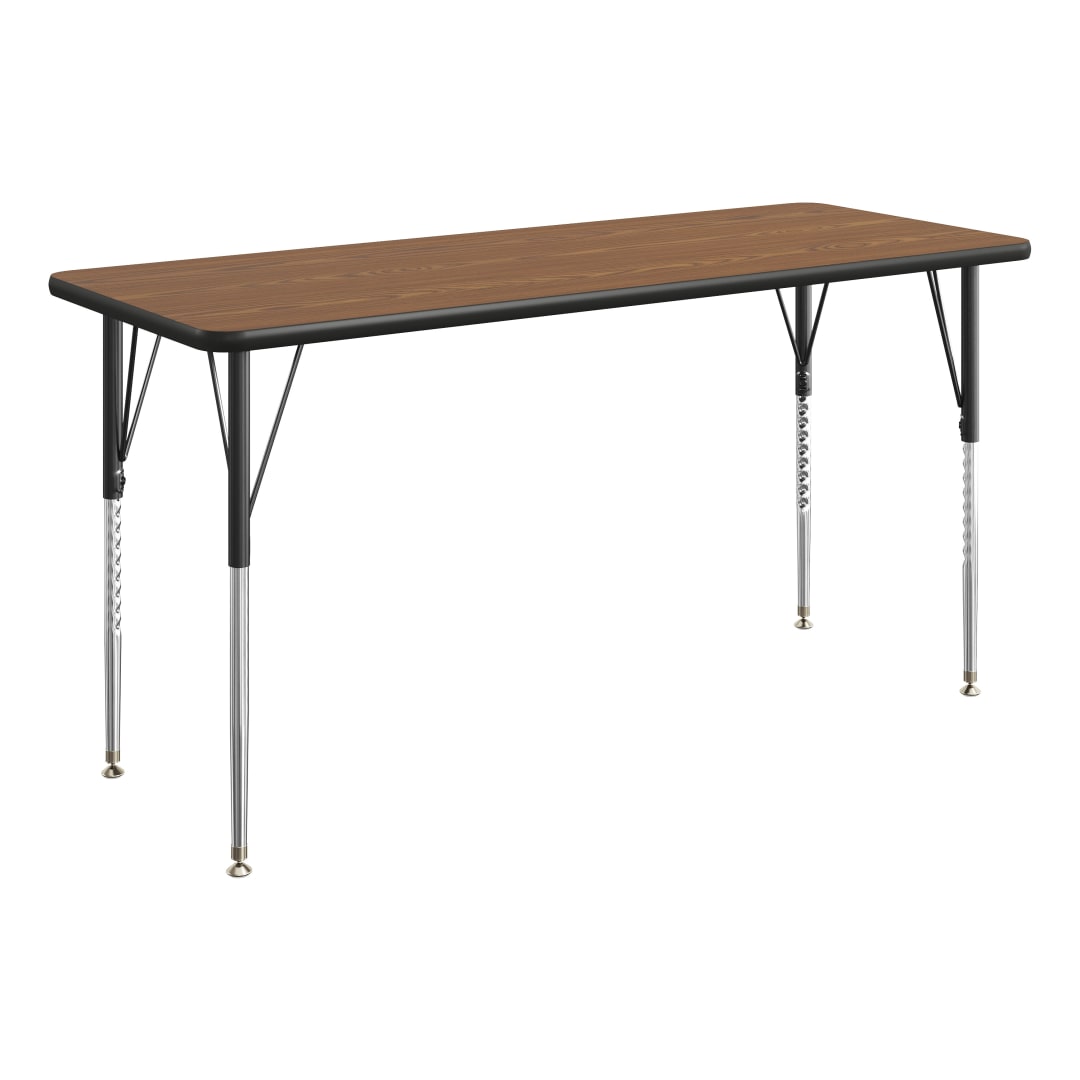 Wren 60" x 24" Adjustable Height Activity Table, Thermal Laminate Top, Standard Legs, Oak