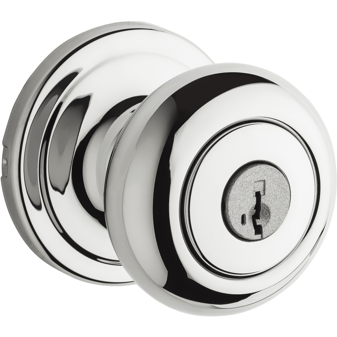 Juno Keyed Entry Knob featuring SmartKey Security™ in Polished Chrome