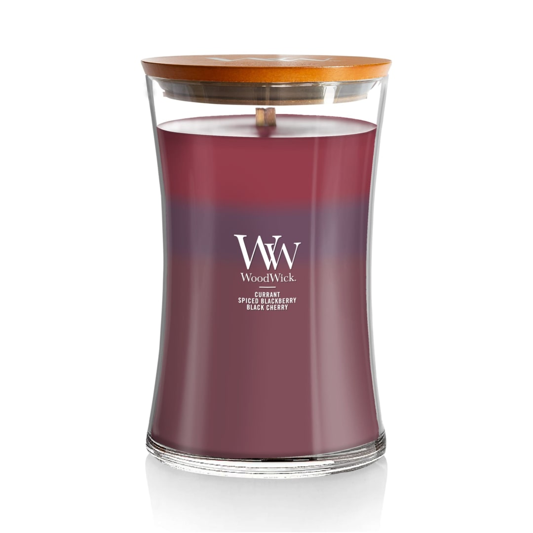 WoodWick® Sugared Berries Scented Large Hourglass Candle, Crackles as it Burns, Great for gifting, 21oz