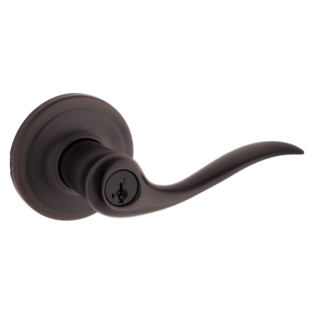 Tustin Keyed Entry Lever featuring SmartKey Security™ in Venetian Bronze