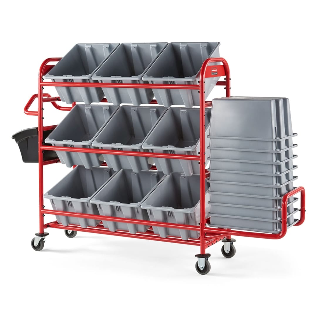 Rubbermaid Commerical Products Tote Picking Cart Tote Storage Bracket Holds up to 18 Totes
