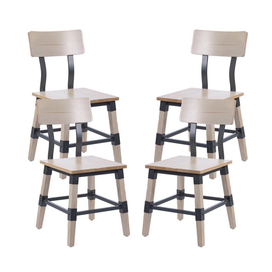 Jackson 4 Pack Commercial Grade Rustic Antique White Industrial Wood Dining Chair