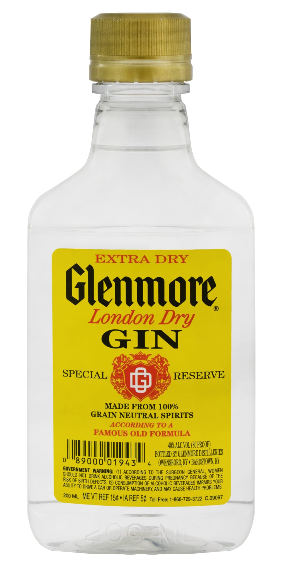 Glenmore Special Reserve Extra Dry London Dry Gin 200ml 80 Proof