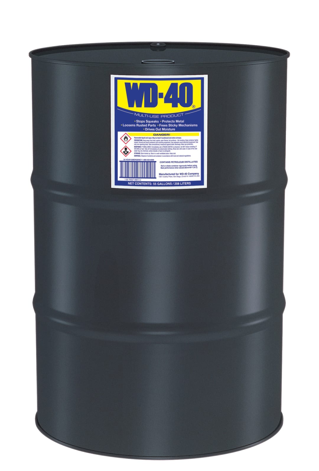 WD-40® Multi-Use Product 55 Gallon Drum, Bulk Penetrating Lubricant for Auto Parts & Tools