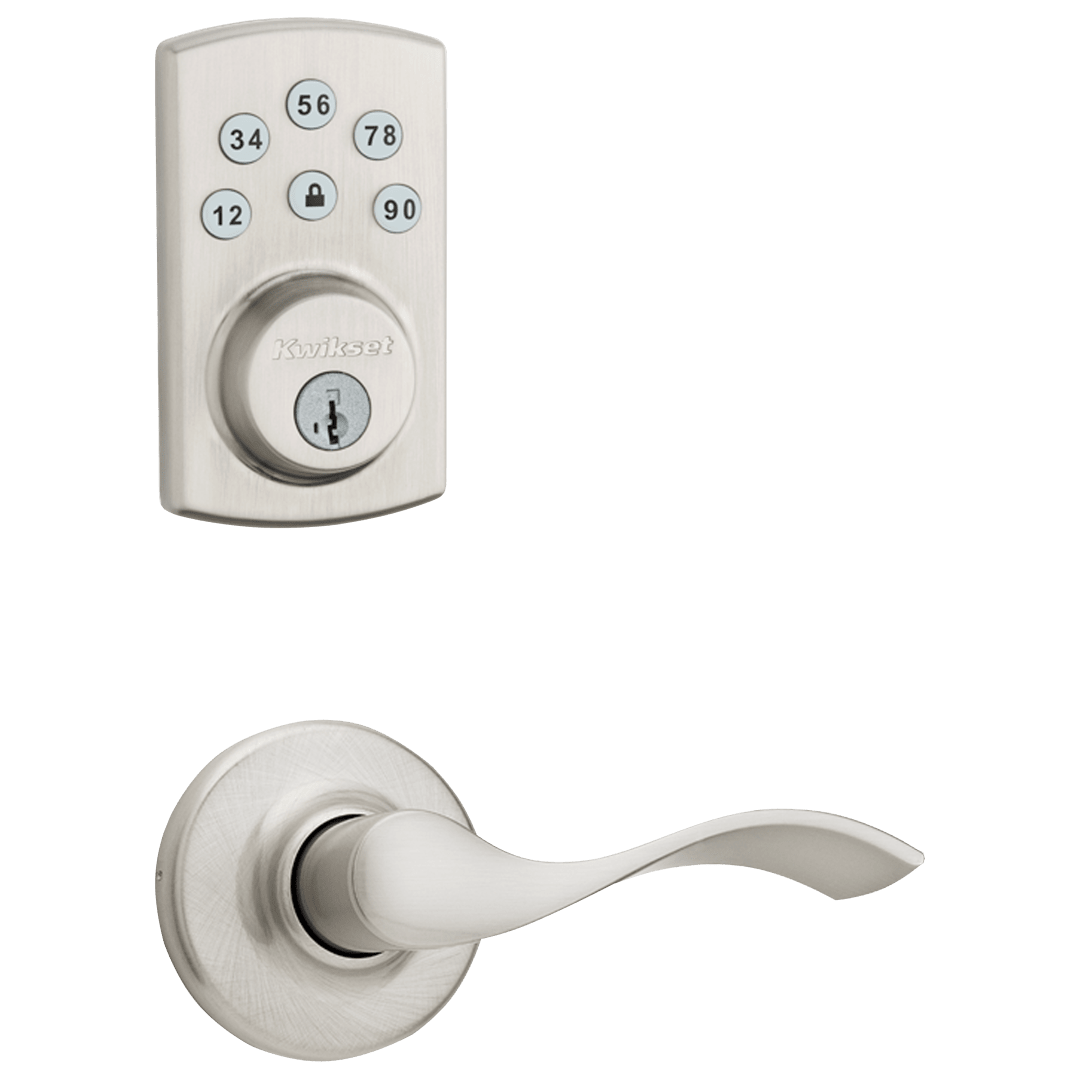 907 Powerbolt® Electronic Deadbolt and Balboa Hall/Closet Lever Combo Pack in Satin Nickel