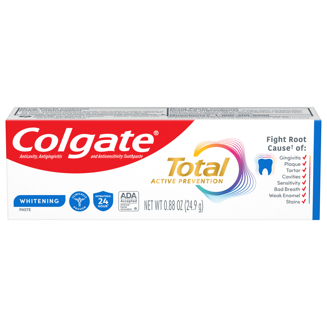 Colgate Total Active Prevention Travel Whitening Toothpaste, Mint, 0.88 oz