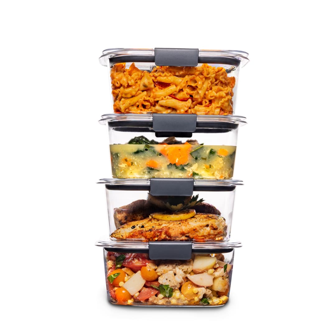 Rubbermaid® Brilliance® Food Storage Containers, BPA-Free Plastic, Medium Deep, 4.7 Cup, 4 Pack, Clear