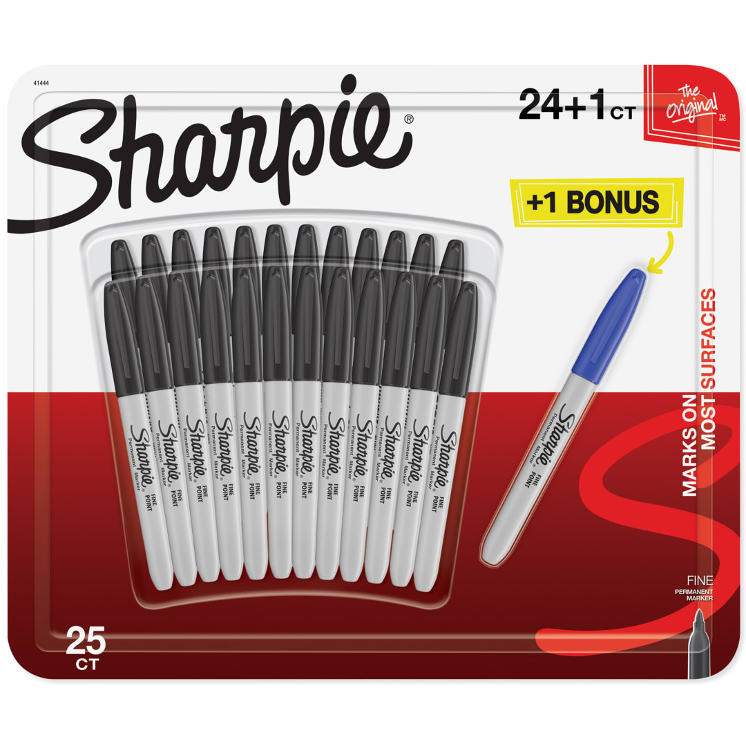 Sharpie® Permanent Markers, Fine Point, Black, 24 Count