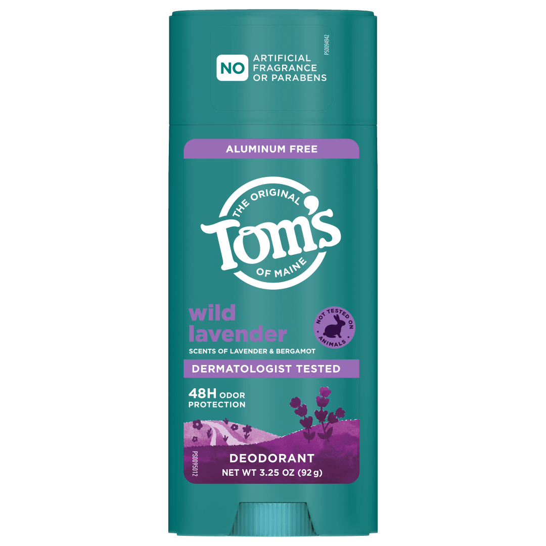 Tom’s of Maine Wild Lavender Natural Deodorant for Men and Women, Aluminum Free, No Artificial Fragrances, Dyes, or Preservatives, Baking Soda Free, 48-Hour Odor Protection, 3.25 oz