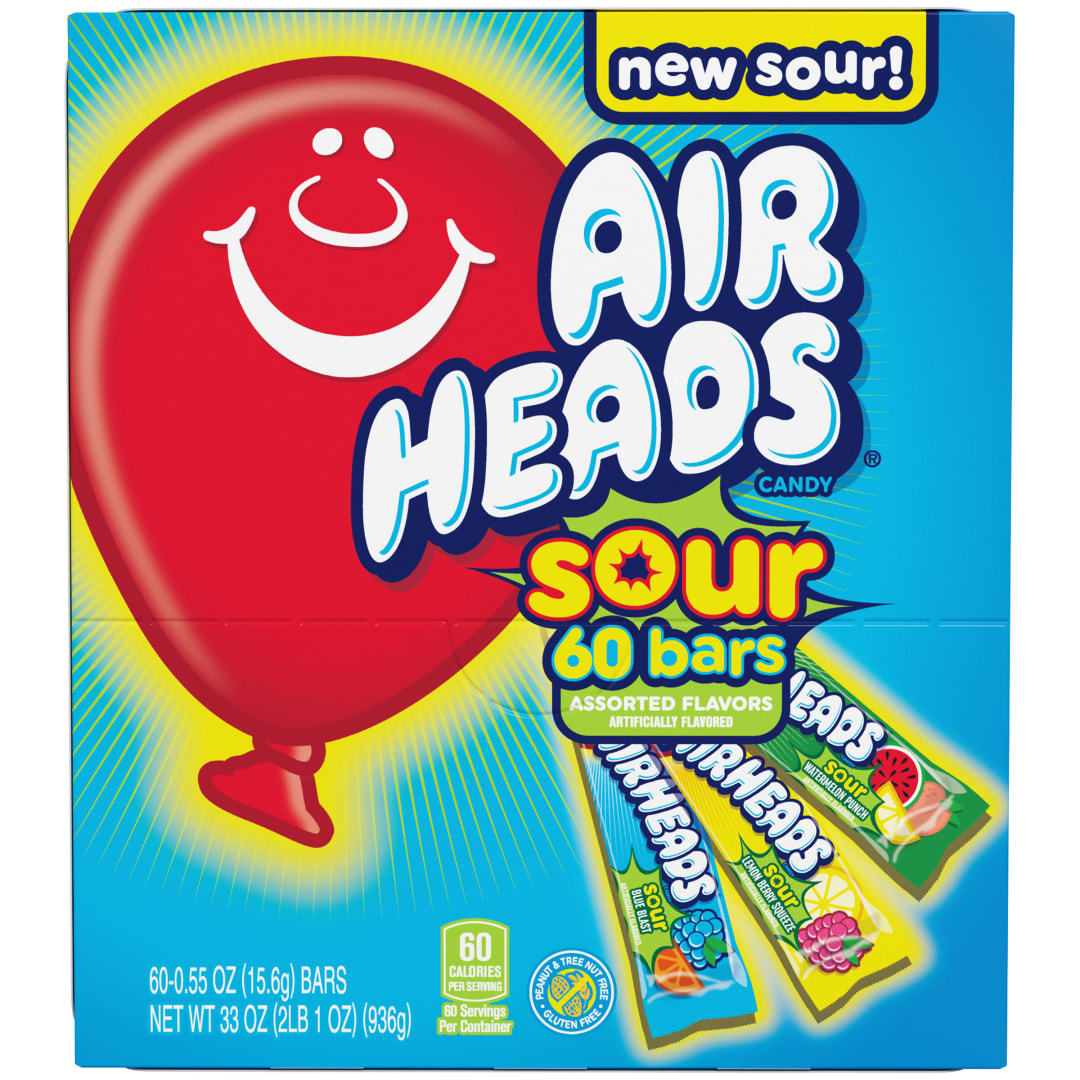 Airheads Sour Bars Assorted Flavors 60 pc Box