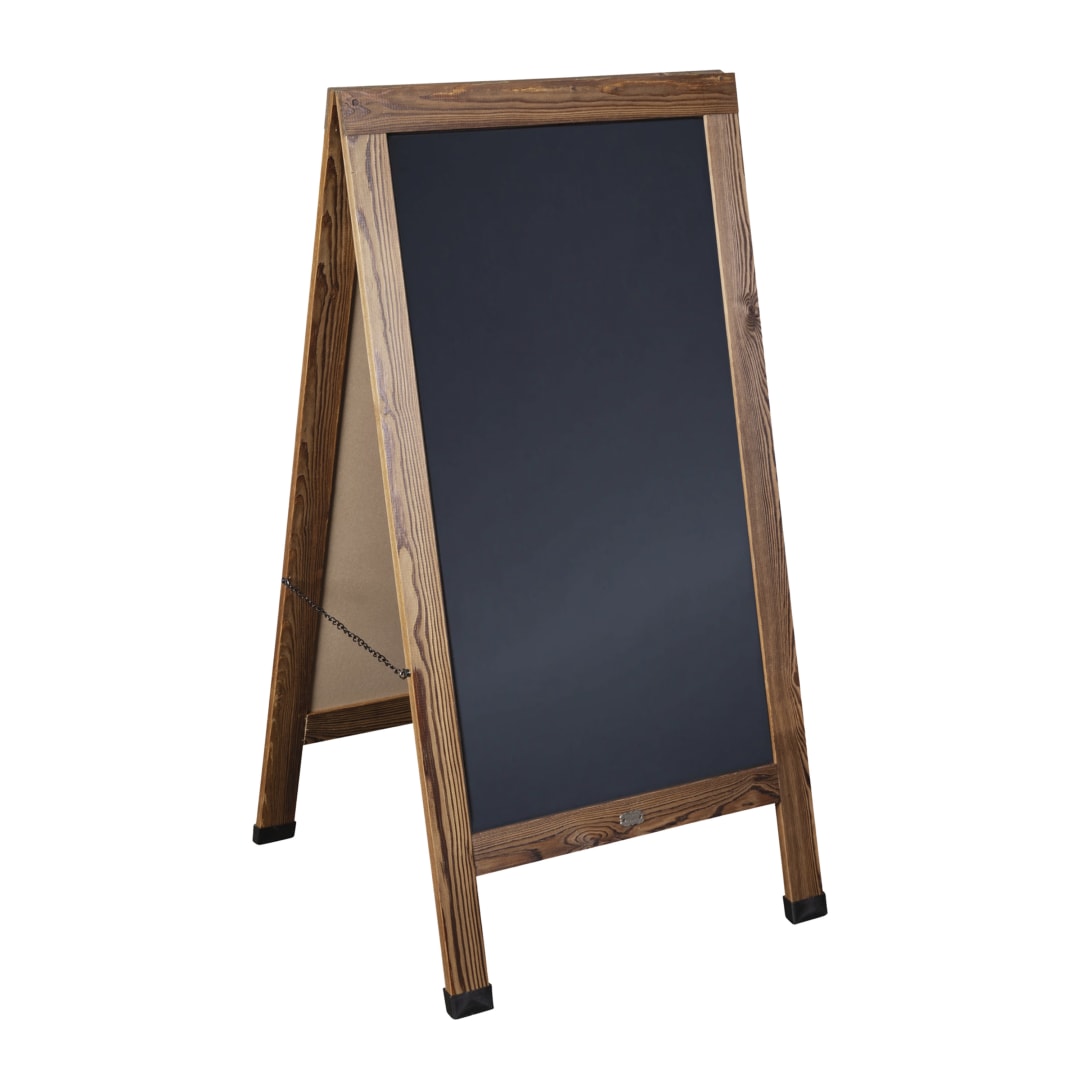 Canterbury Torched Brown 48x24 Vintage Wooden A-Frame Indoor/Outdoor A-Frame Magnetic Chalkboard Sign Set with 8 Chalk Markers, 10 Stencils, 2 Magnets