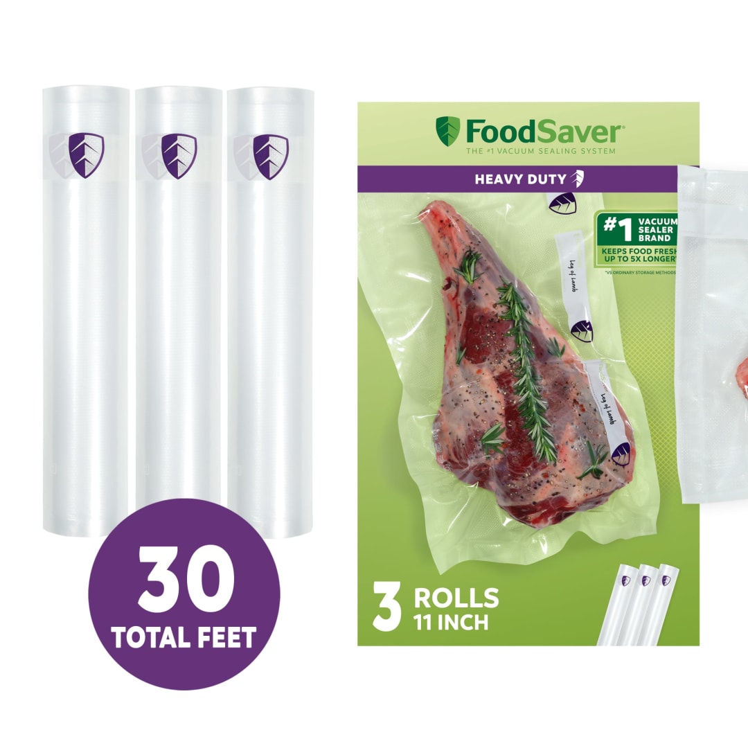 FoodSaver Heavy Duty Vacuum Sealer Rolls, 3 Pack 11" x 13' Rolls, BPA-Free Bags for Storage, Sous Vide, Meal Prep